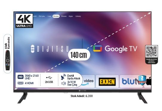 55 İNÇ ULTRA HD GOOGLE TV DG 22000