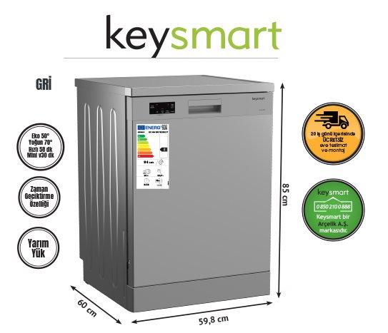 Bim 4 PROGRAMLI BULAŞIK  MAKİNESİ KEY 4014 BMS   fiyatı – 2024